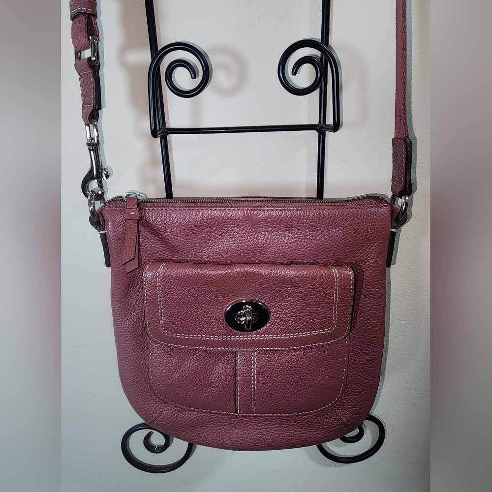 Coach Hamilton Rose Pink Pebbled Leather Turnlock Crossbody Purse